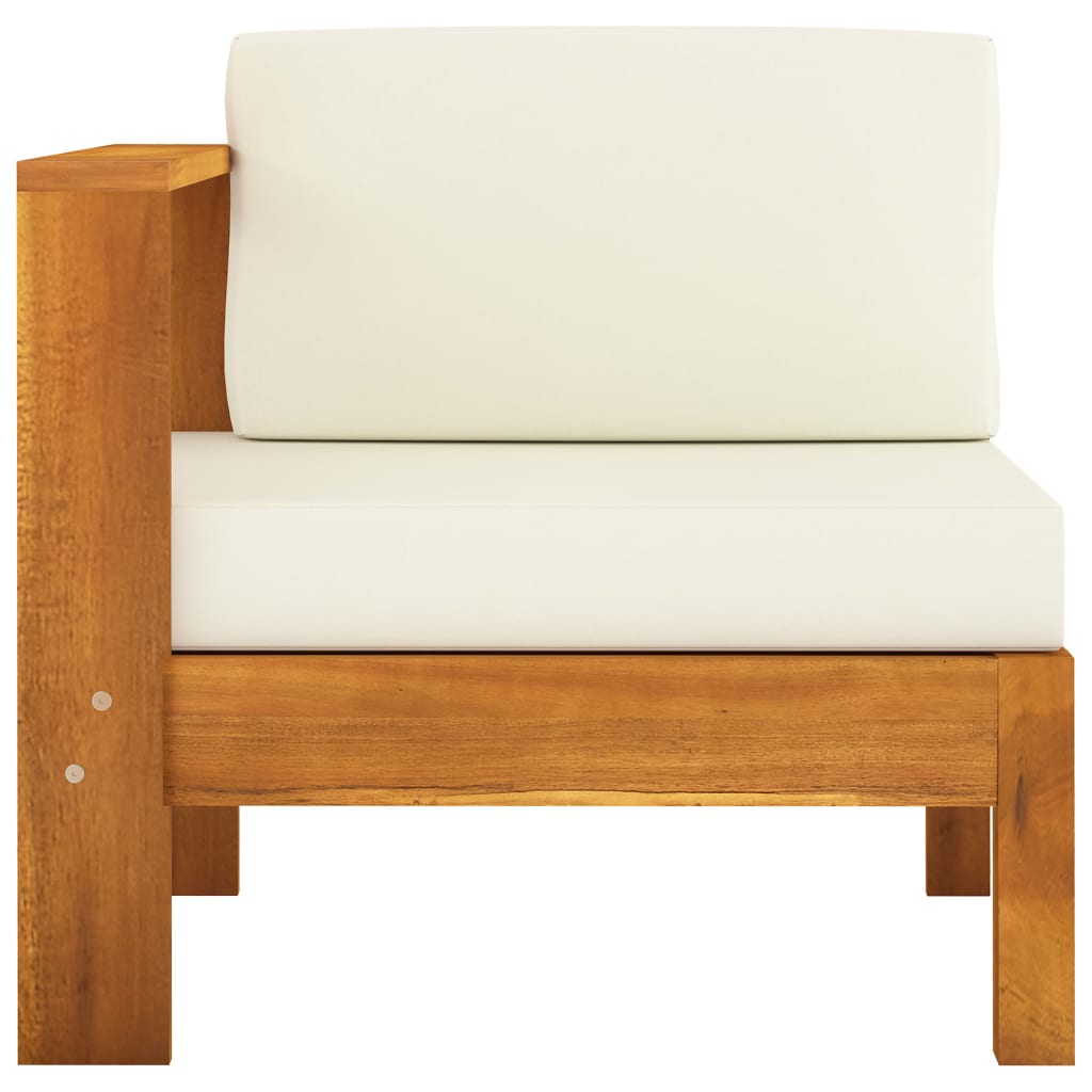 Maison Exclusive - Canapé de jardin 3 places et coussins blanc crème Bois d'acacia - 4