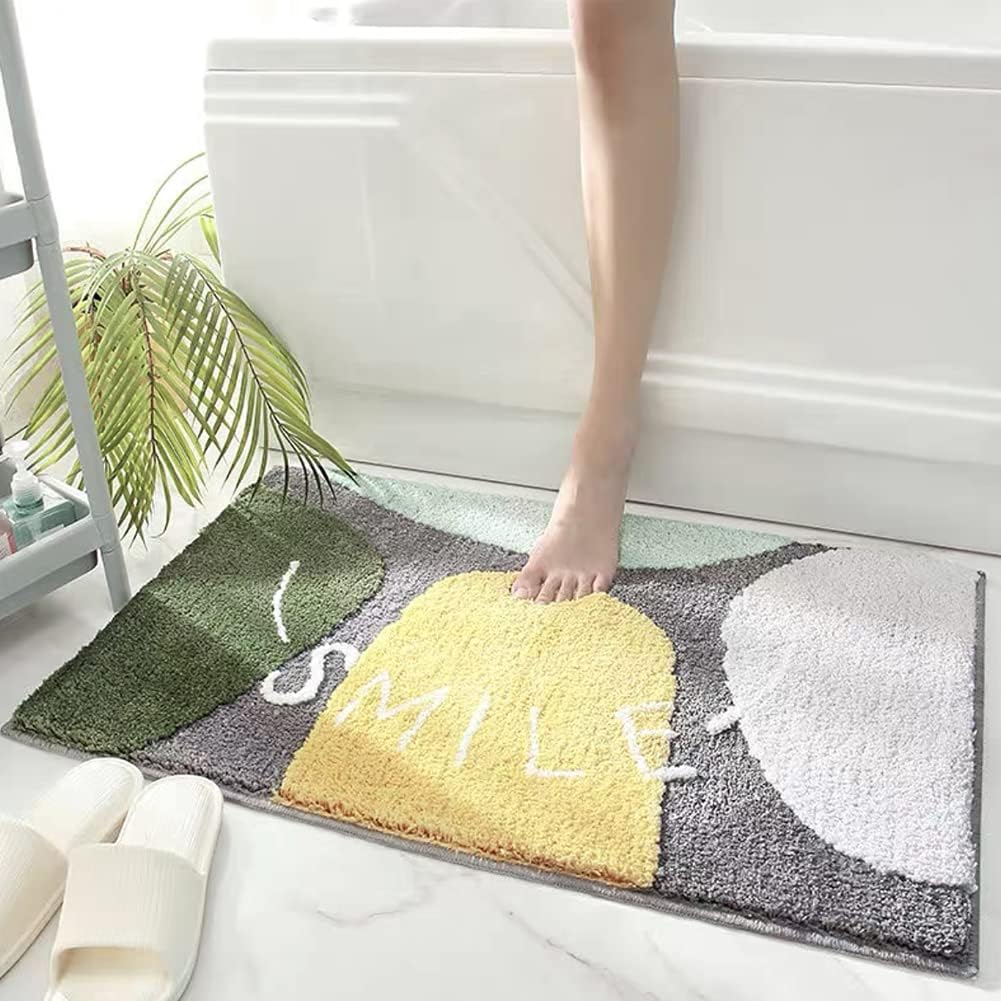 Miękka, chłonna i antypoślizgowa mata łazienkowa z kolorowymi kamykami (40 x 60 cm), wyjątkowo miękka, nadaje się do prania w pralce.