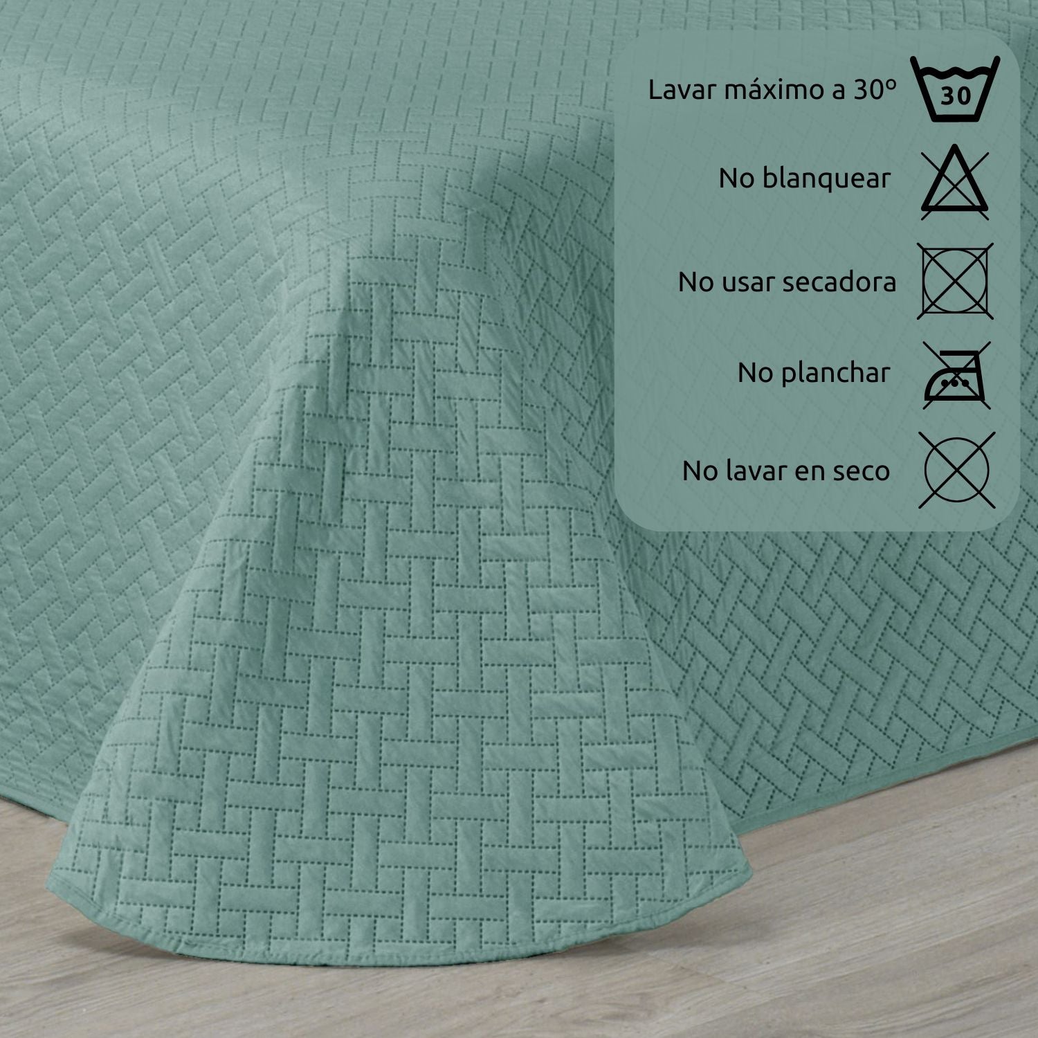 Colcha Bouti Lisa + Fundas Cojines Belmonte Aqua Cama 150 (250x260cm) - 5