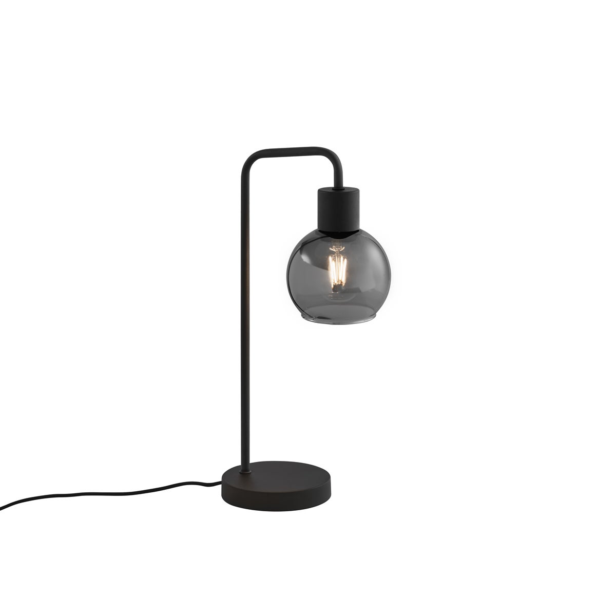 Lampa stołowa art deco czarna z przydymionym szkłem - Vidro