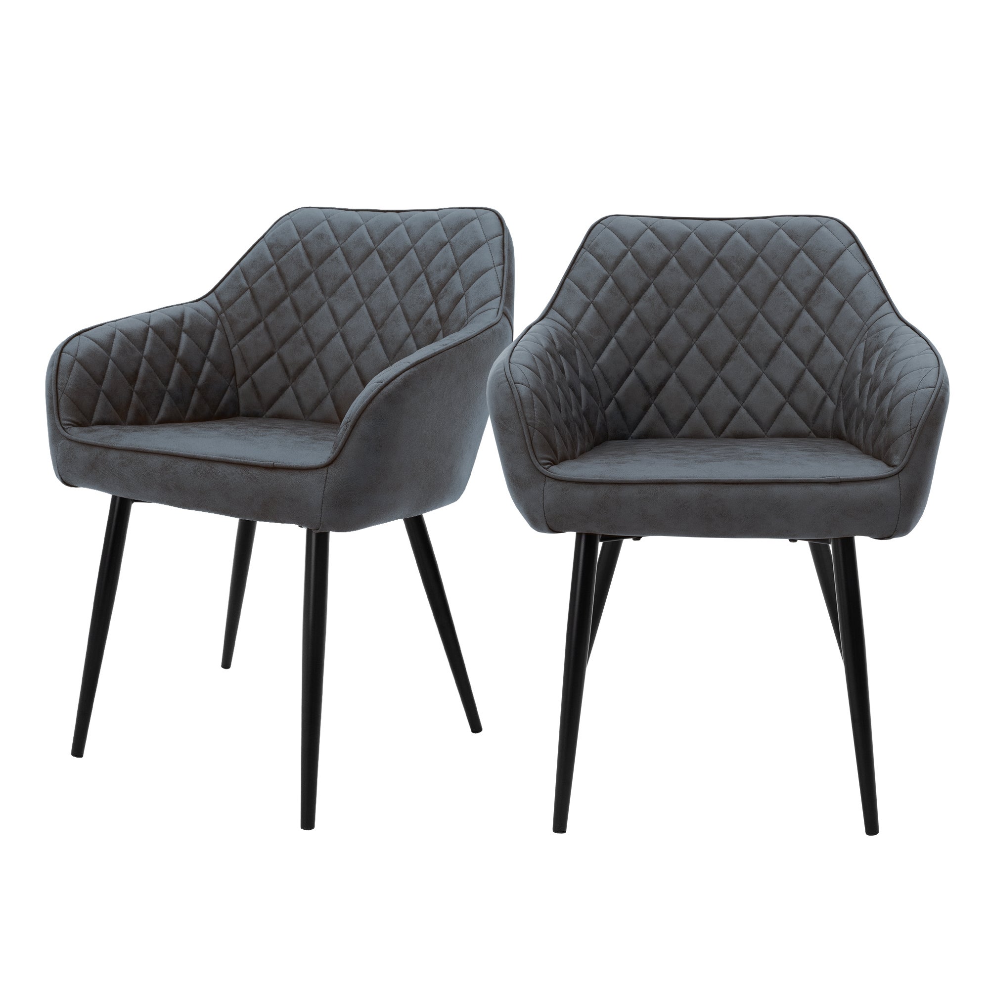 Zestaw 2 krzeseł do jadalni antracytowe do salonu kuchenne imitacja skóry PU