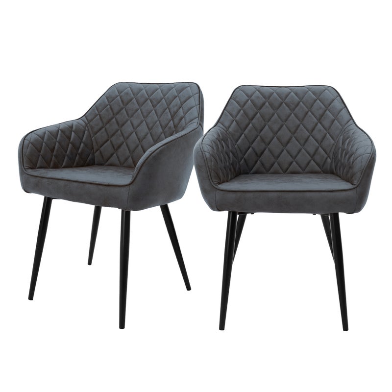 Zestaw 2 krzeseł do jadalni antracytowe do salonu kuchenne imitacja skóry PU