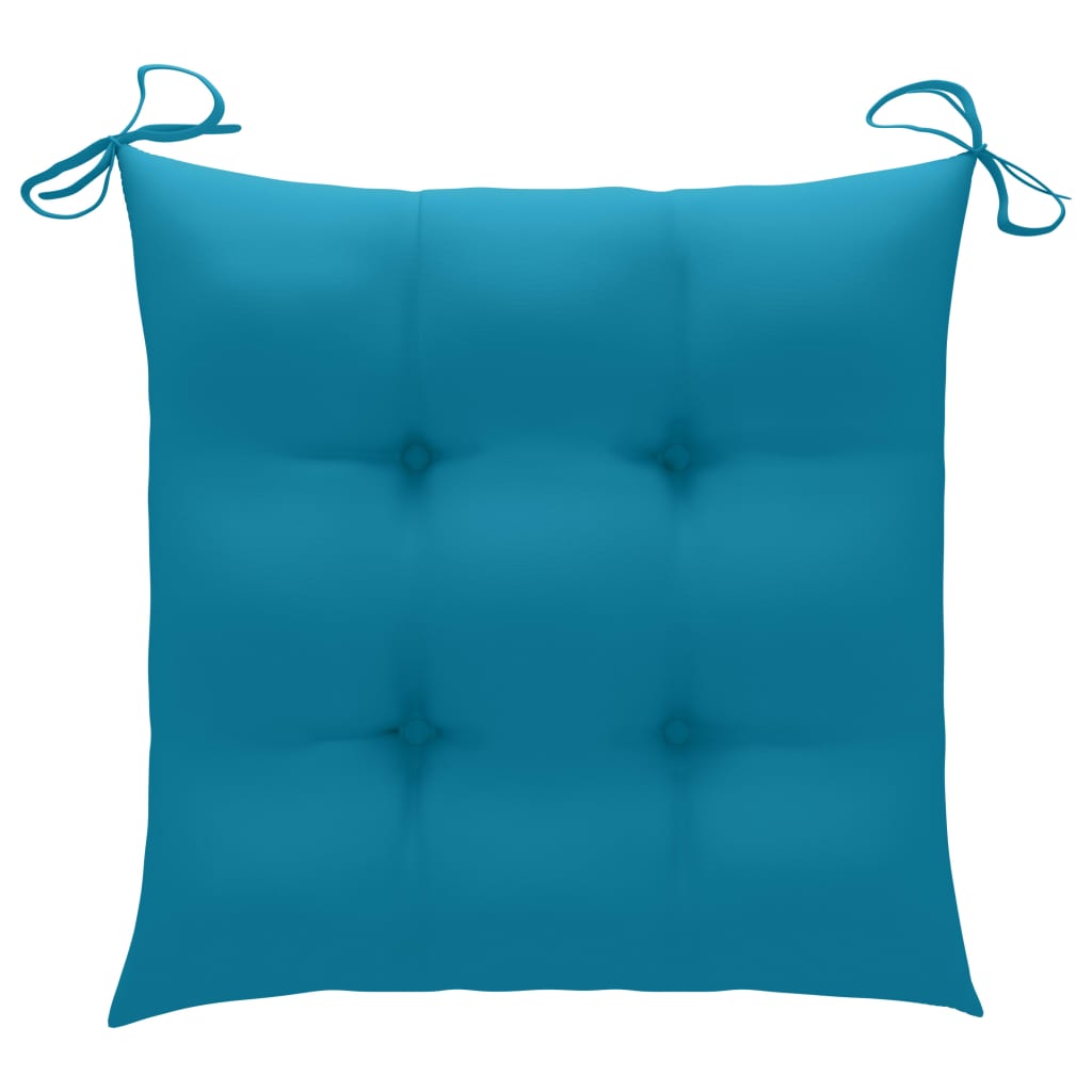 Chaises de jardin avec coussins bleu clair lot de 6 Teck massif vidaXL - 7