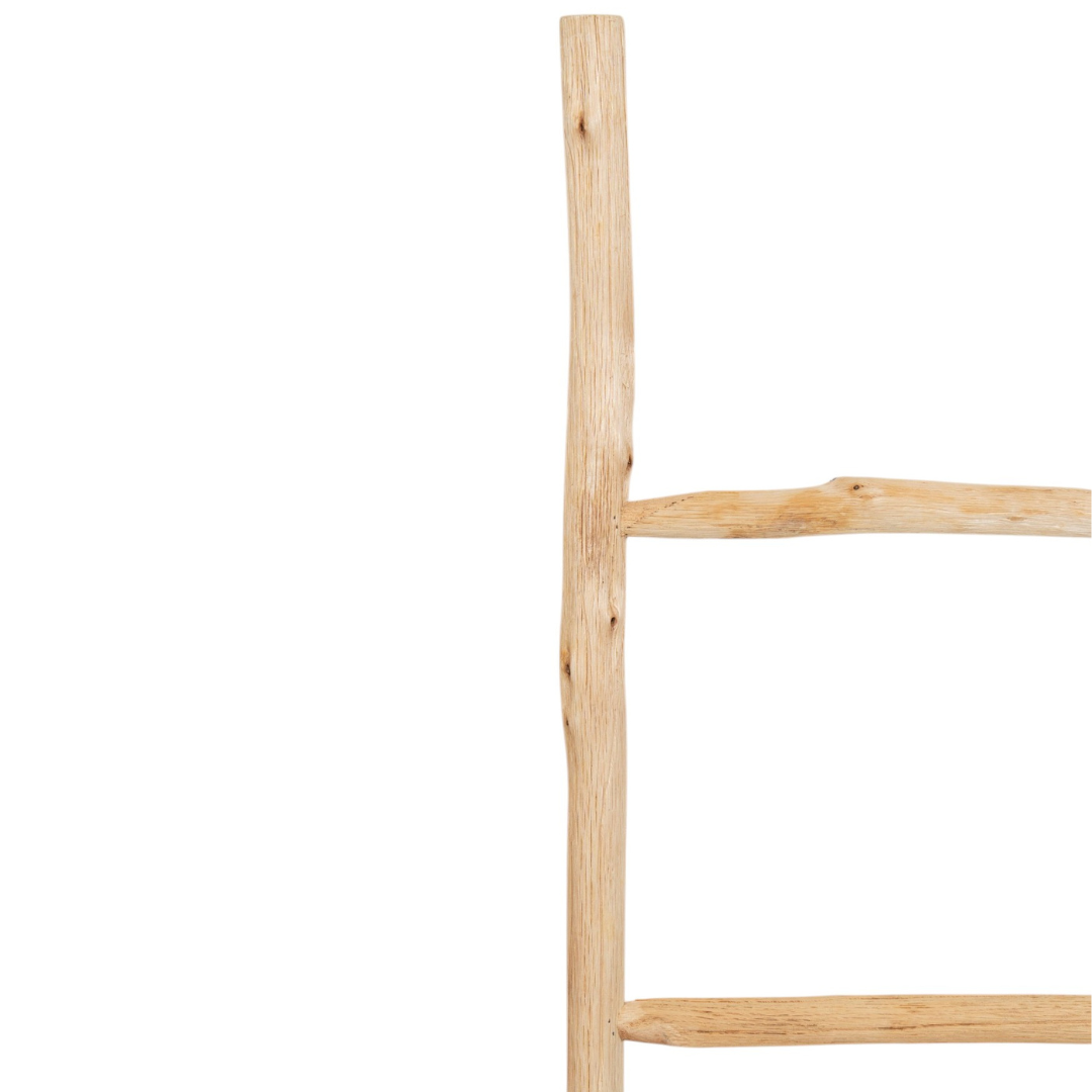 BISCOTTINI - Échelle porte-serviettes de Salle de Bain avec Finition Naturelle - 4 Niveaux - Échelle sur Pied Décorative en Bois 130x33 cm - 5