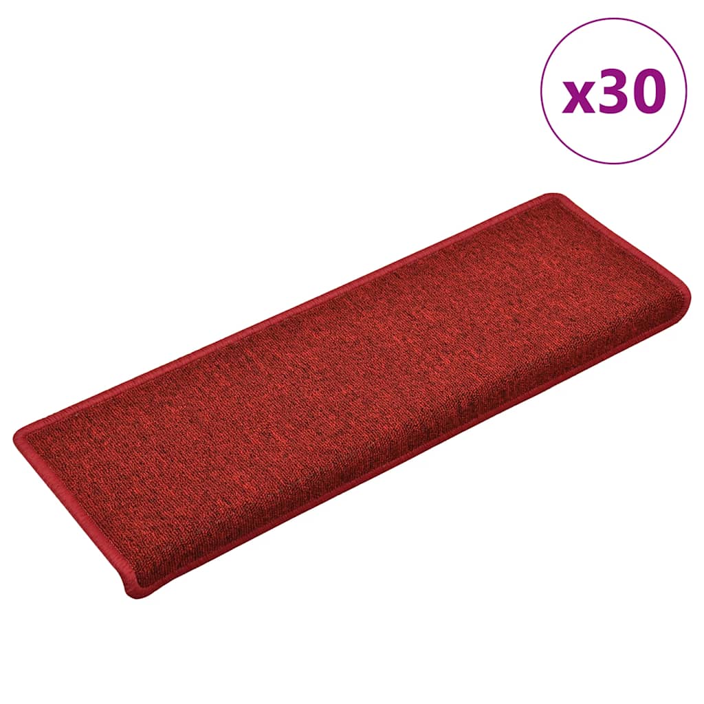 Maty na schody 30 szt. 65x21x4 cm Czerwone prostokątne krawędzie vidaXL