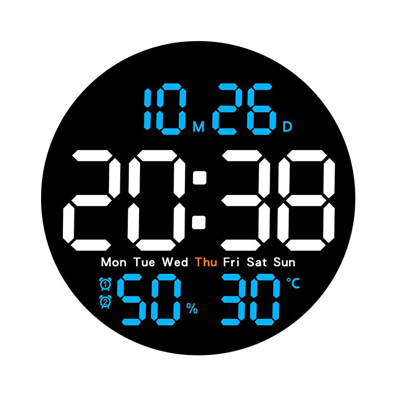 Horloge Murale Numérique LED 10" Bois - Heure, Date, Température, Humidité, Télécommande, Luminosité Auto - 6