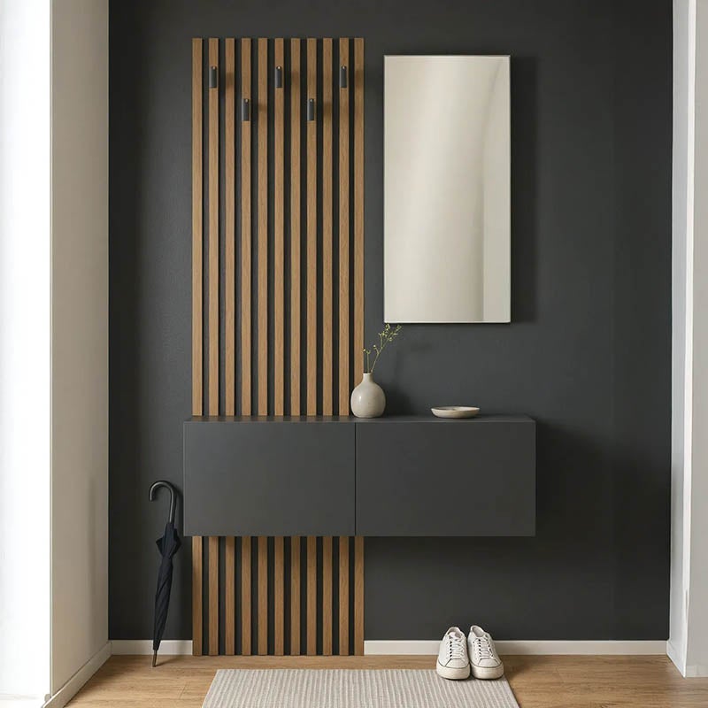 Mueble Recibidor – Diseño Moderno con Espejo, Perchero y