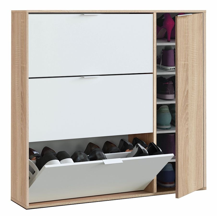 Scarpiera con 3 sportelli e 1 anta per 30 paia di scarpe - L106 cm - 2