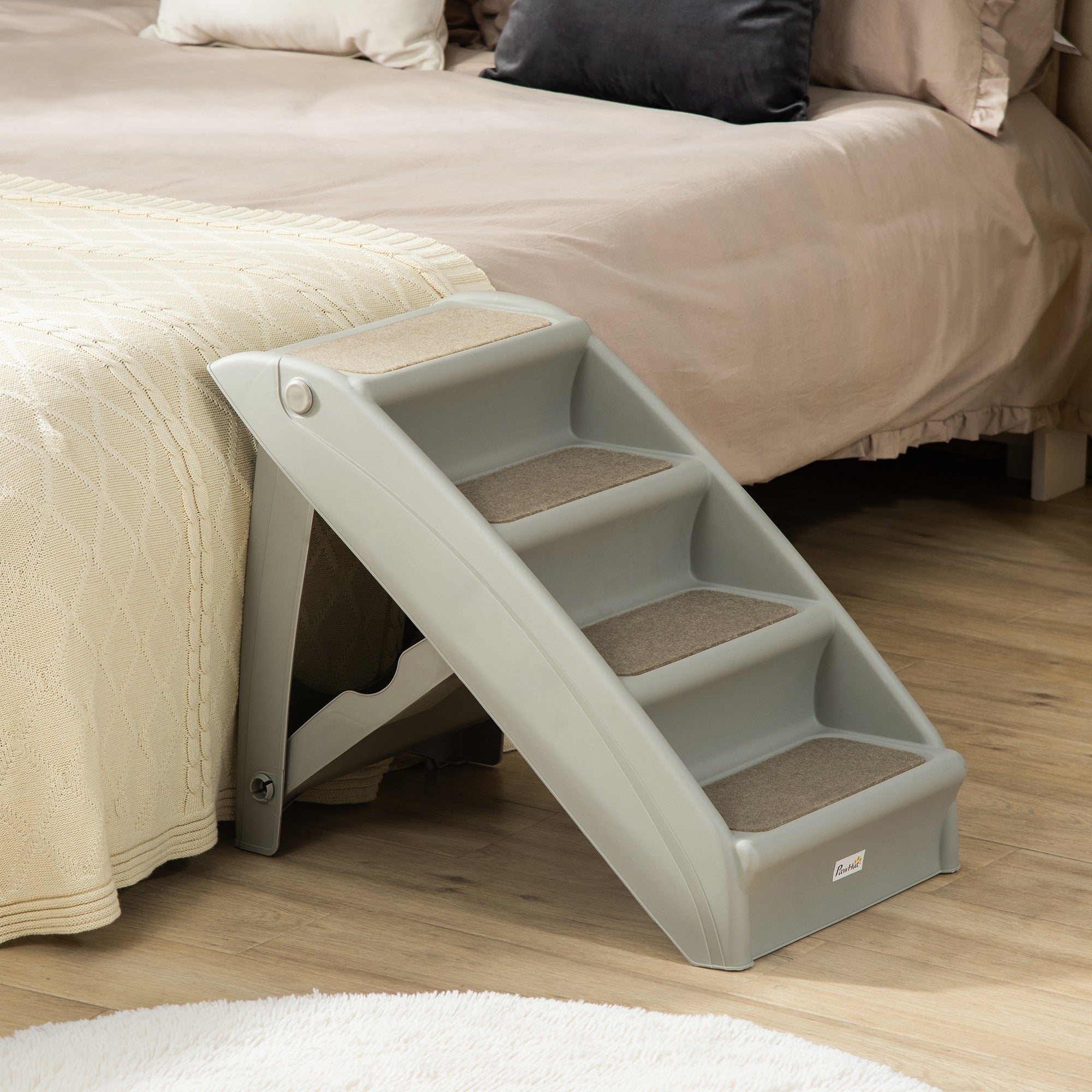 Escalera para Mascotas PAWHUT PP Gris 62x38x49.5 cm - 3