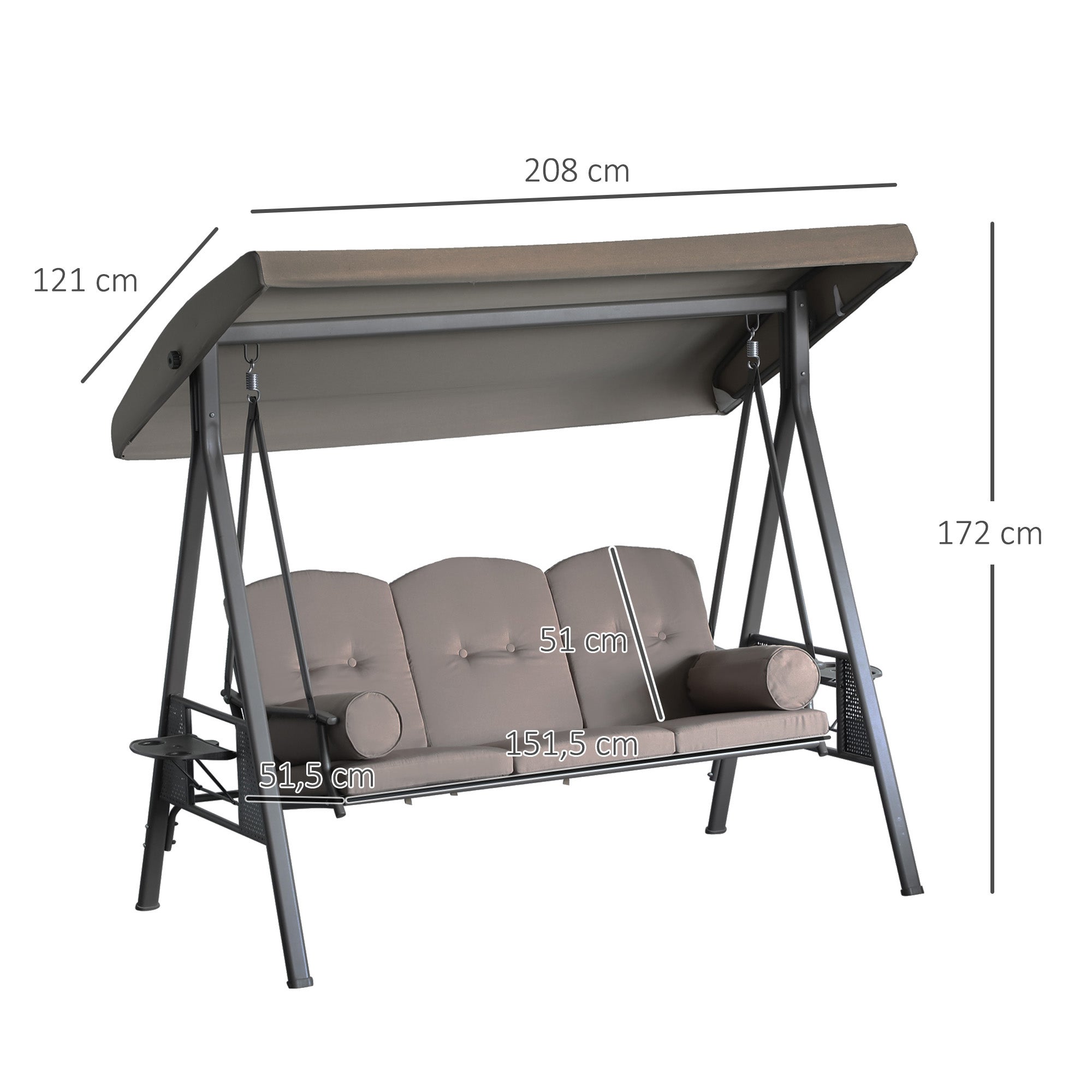 Balancelle de jardin 3 places grand confort polyester - 3