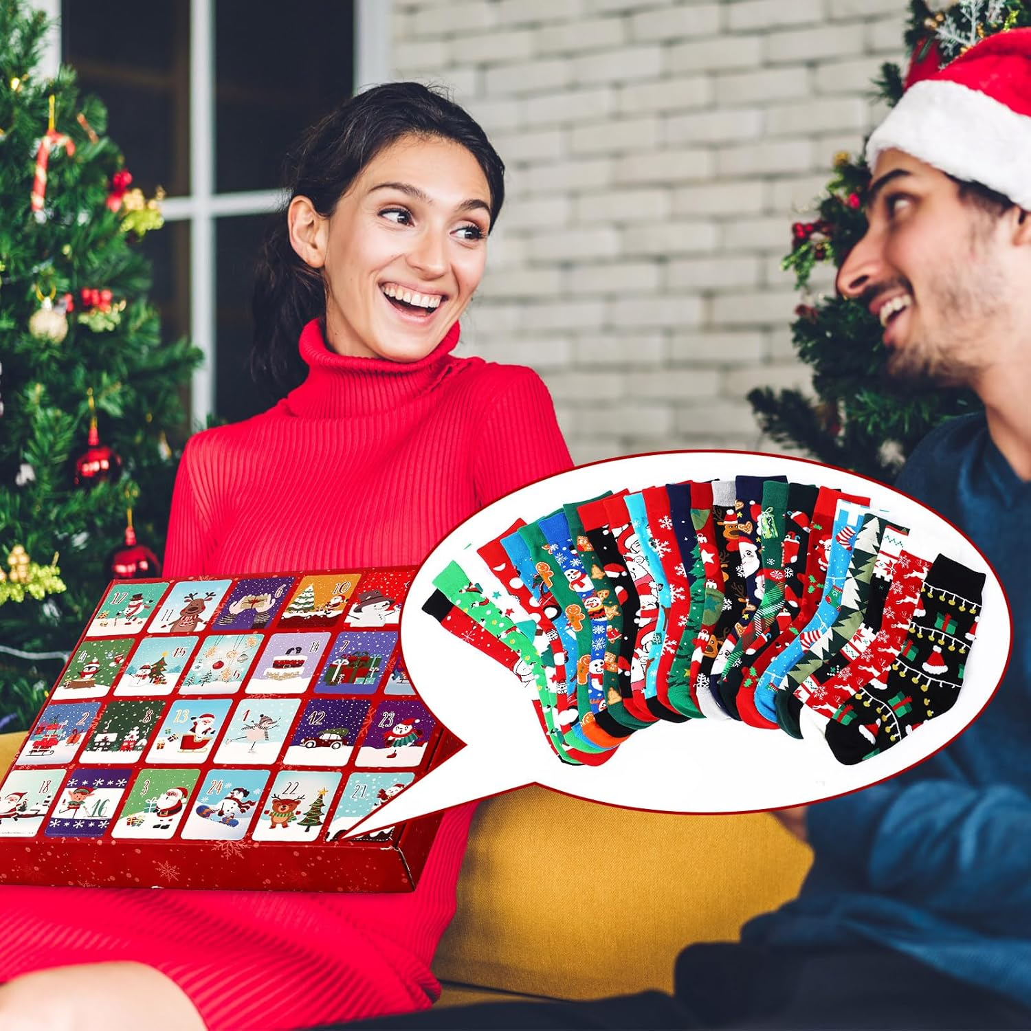 Calendrier De L'Avent Chaussettes, Coffret Cadeau, Calendrier De L
