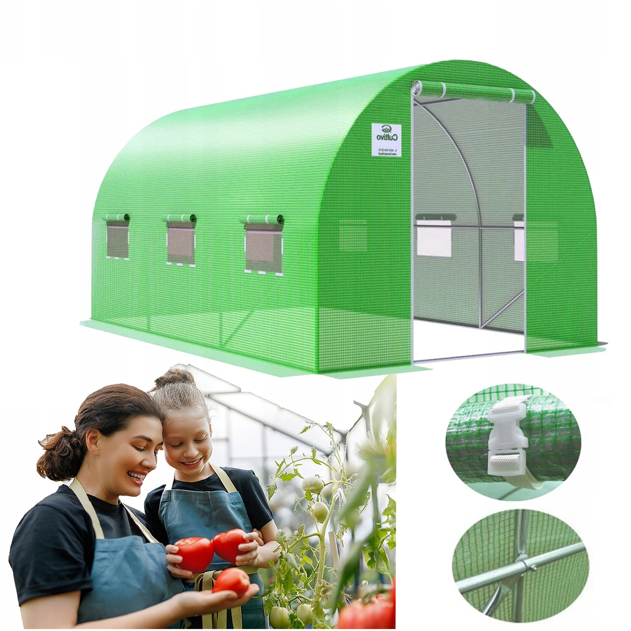 Tunel Ogrodowy Cultivo Foliowy Szklarnia 3x4,5x2 - 13,5m2 Zielony 1 szt