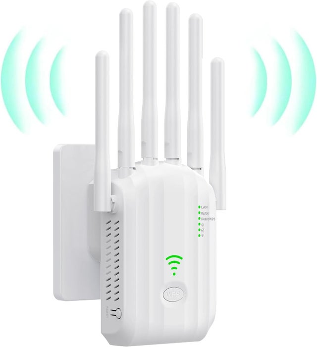 Ripetitore Wi-Fi 6 antenne, extender Wi-Fi, modalità router/ripetitore/punto di accesso, copertura completa a 360°, fino a 300 m² (bianco)