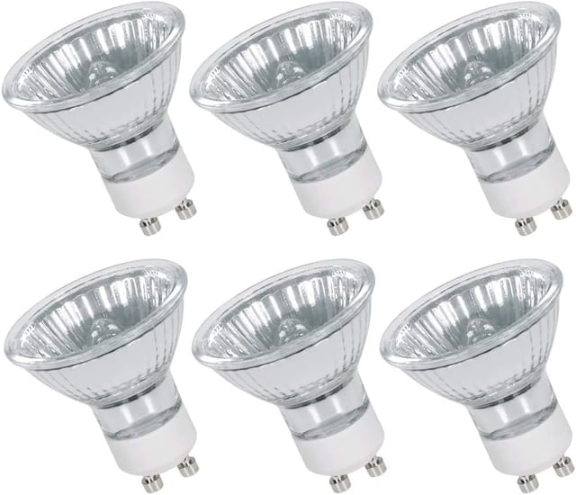 Ampoule halogène GU10 pour projecteur - 50 W 230 V, 450 lm, blanc chaud, angle de faisceau de 40°, intensité variable - Lot de 6