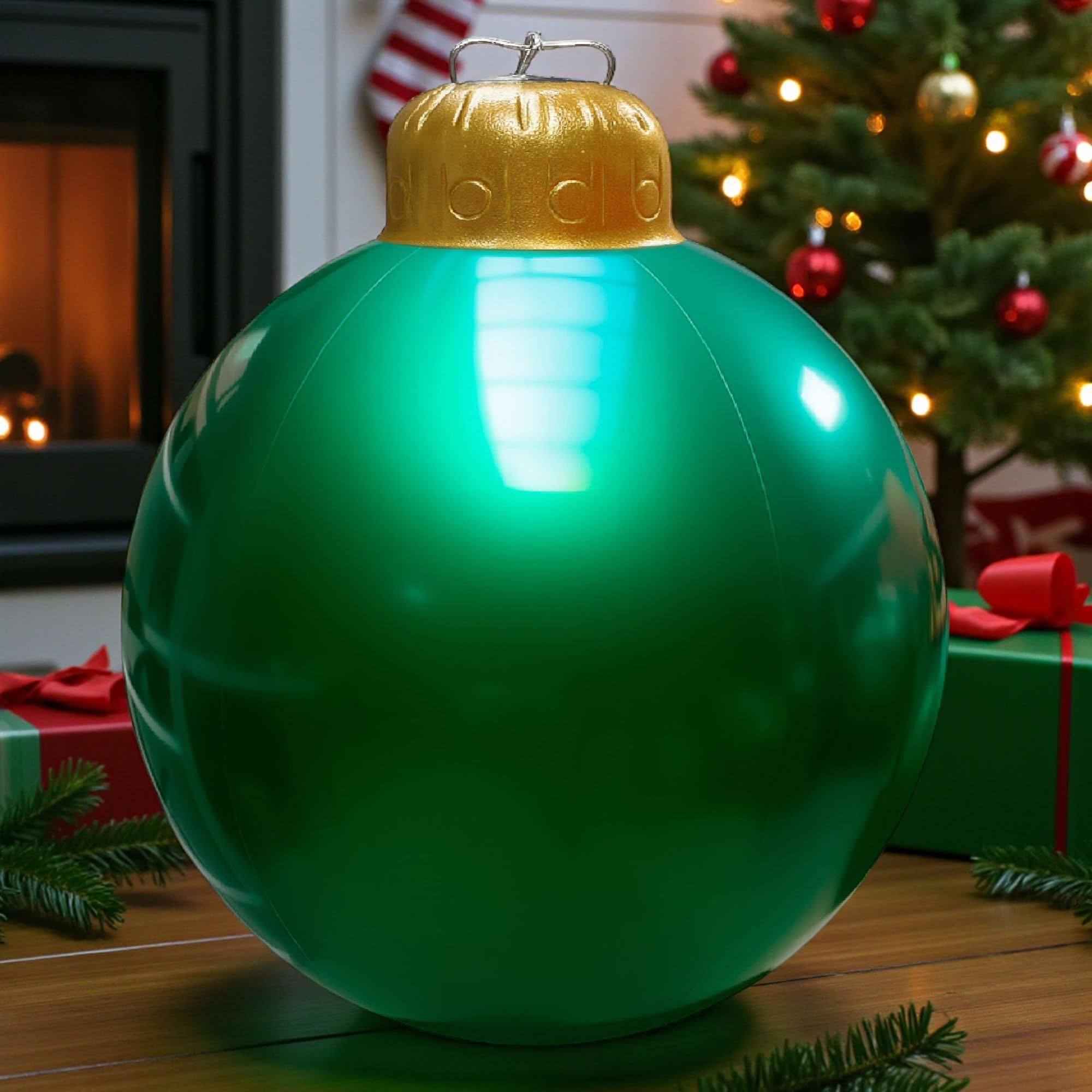 Bola Inflable de Navidad Gigante, PVC, Impermeable, Verde, 60 cm - 3