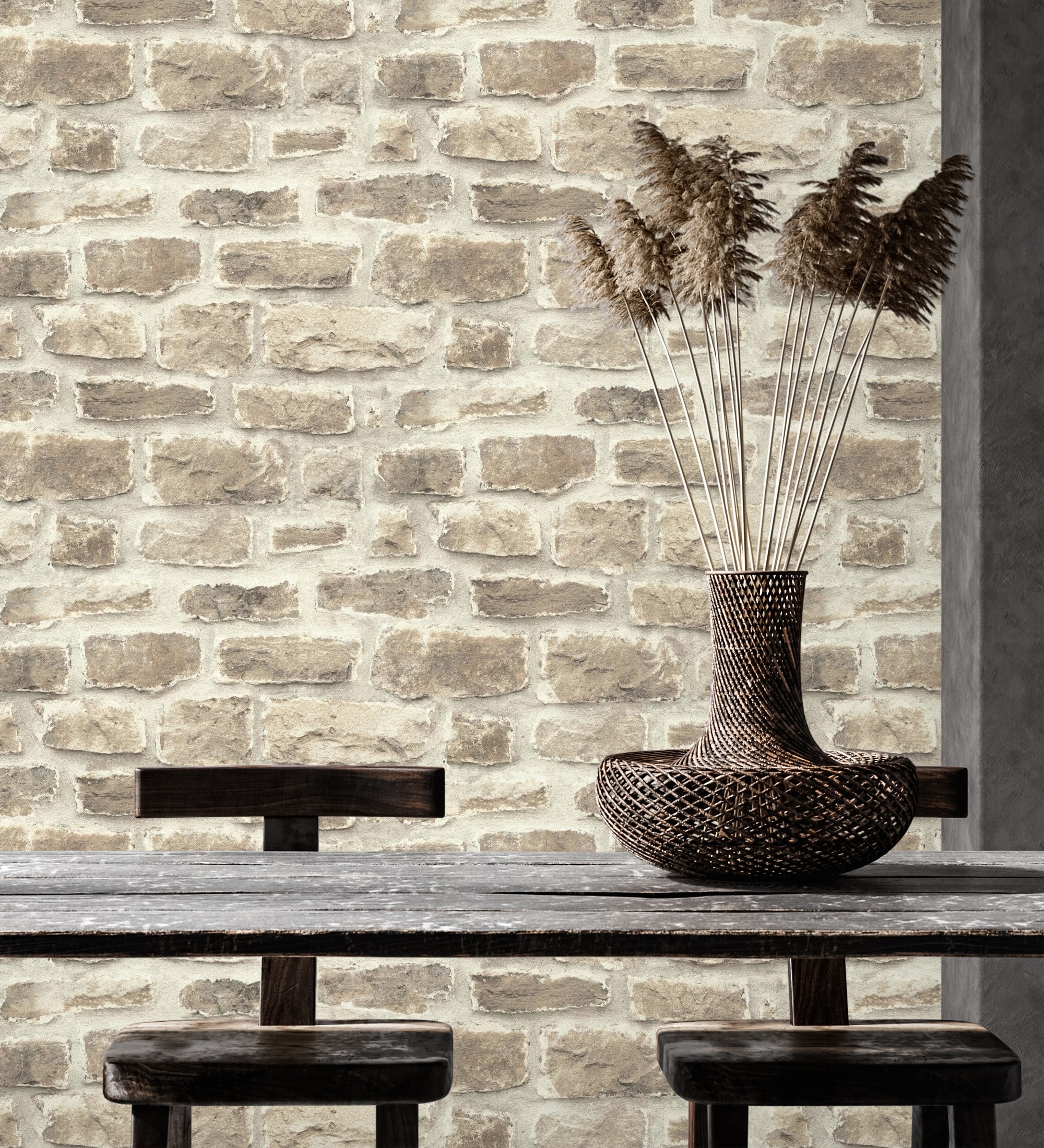 Papier peint vinyle lavable effet mur pierre rustique texturé style industriel - Greek Street 127730 de GAULAN - Rouleaux de 10 m x 0,53 m - 4