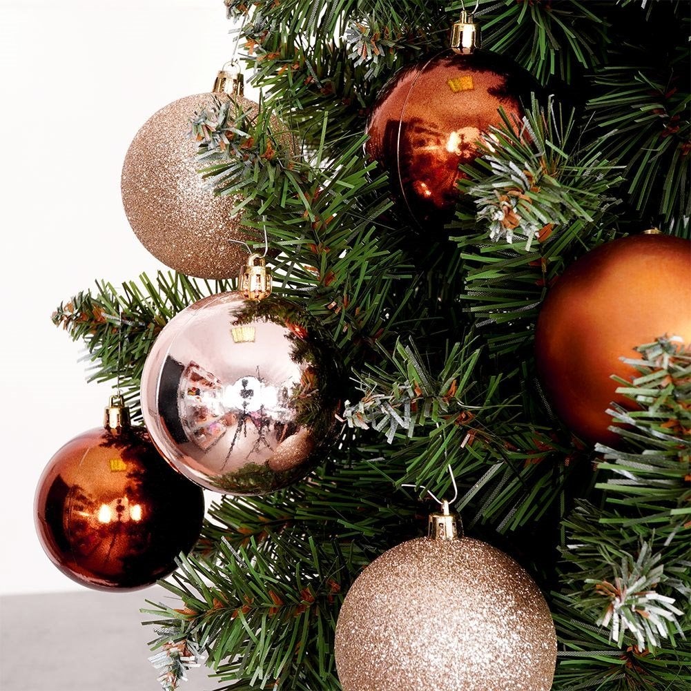 Boules De Noël En Tartan Vert & Rouge - Lot De 12, 8 Cm, Incassables, Avec Ficelle De Suspension - 5