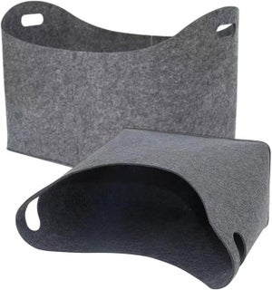 Borsa shopper in feltro, 2 pezzi, richiudibile, con manico, in feltro, pieghevole, versatile, borsa per la spesa (giallo, 30 x 20 x 18 cm
