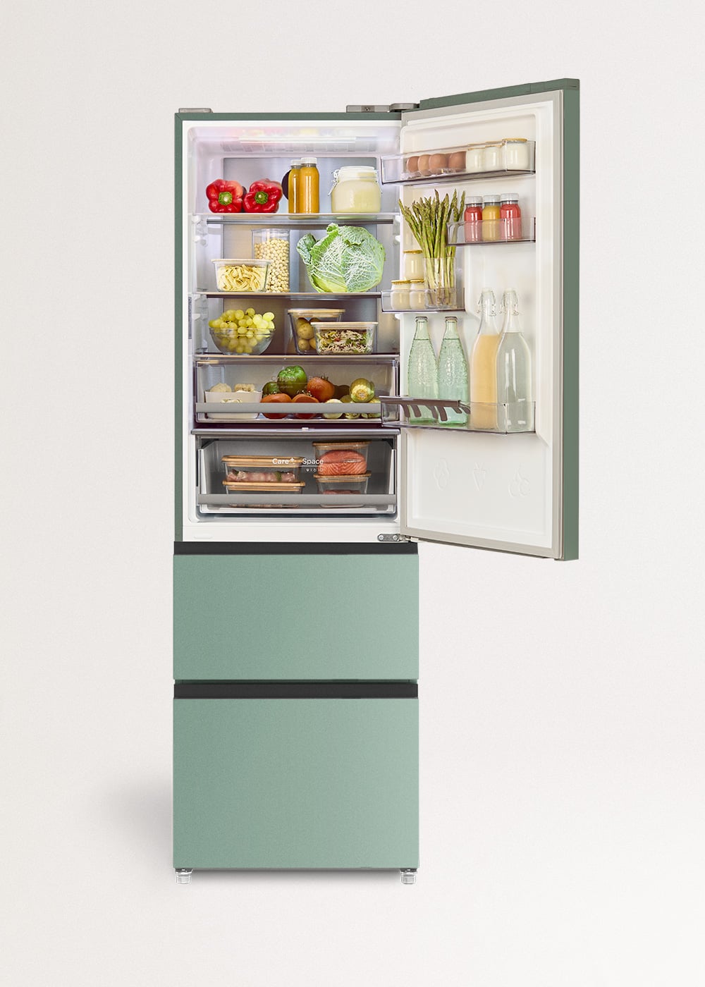 CREATE - FRIDGE STUDIO COMBI PRO FLEX 401 - Réfrigérateur 401L No Frost à l'italienne avec, Space Pro et Care+- Sauge - 2