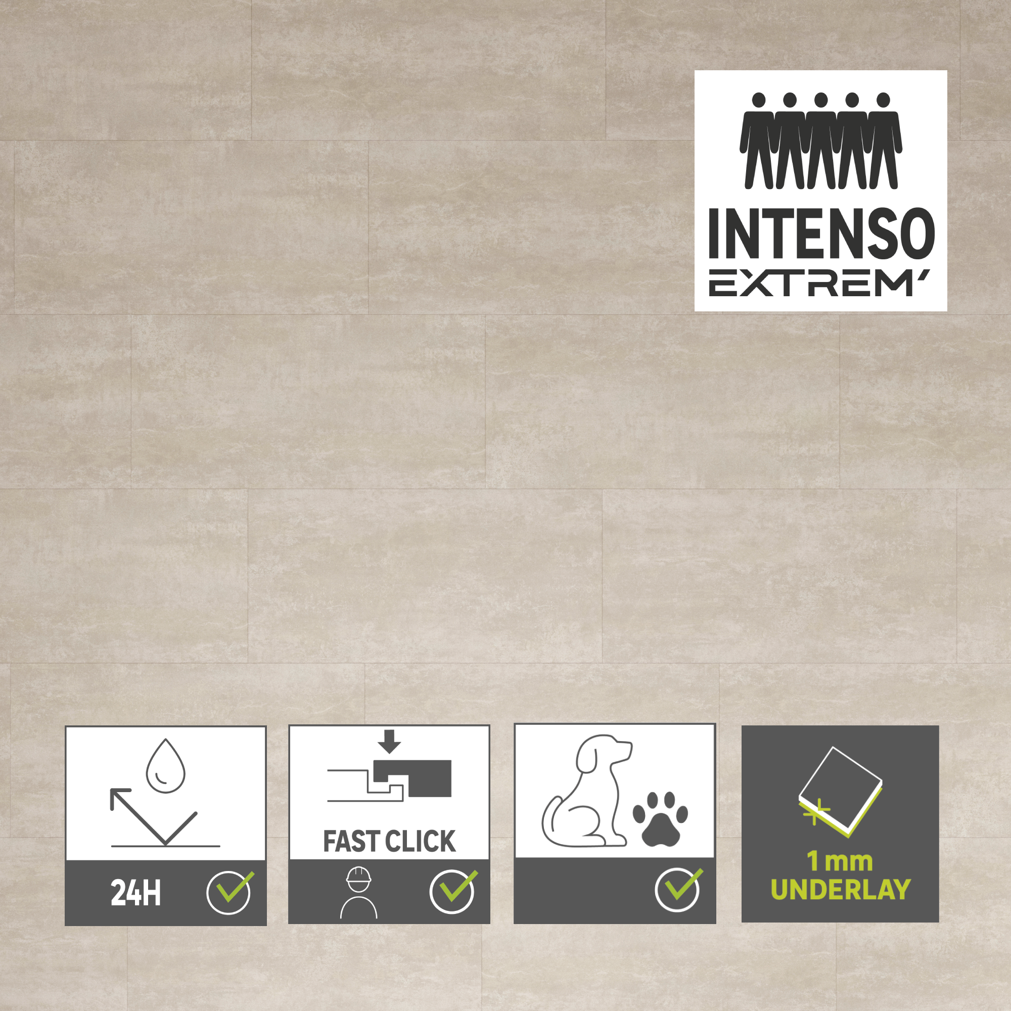 ARTENS - Dalles PVC à clipser Intenso Extrem' avec sous-couche intégrée - Effet béton beige - Epaisseur 5,5 mm - 1,49 m²/ 8 dalles - SIBAI - 3