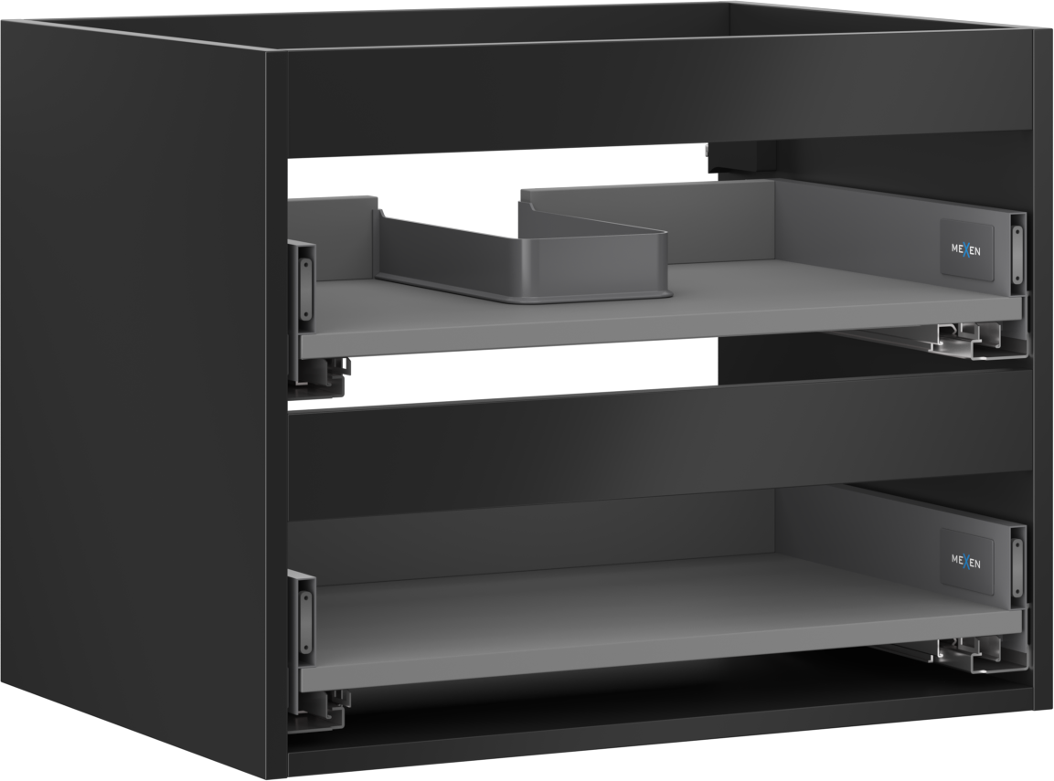 Mexen Box-A corpo del mobile da bagno 60 cm, 2 cassetti, nero opaco ...