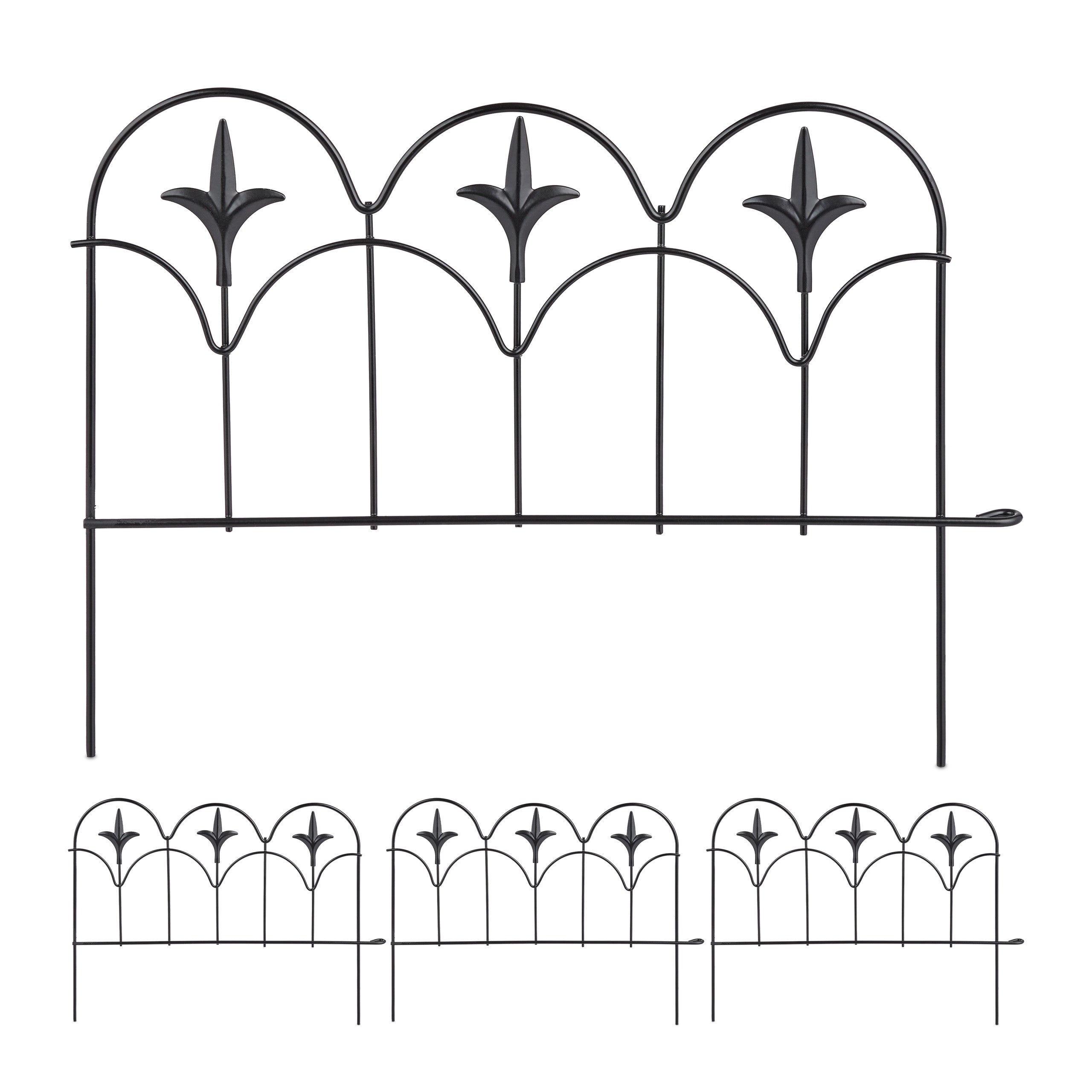 Relaxdays Recinzione Da Giardino In Acciaio Bronzo, 3 Elementi Espandibili Stile Retrò, 98x63.5 Cm - Per Aiuole E Decorazione