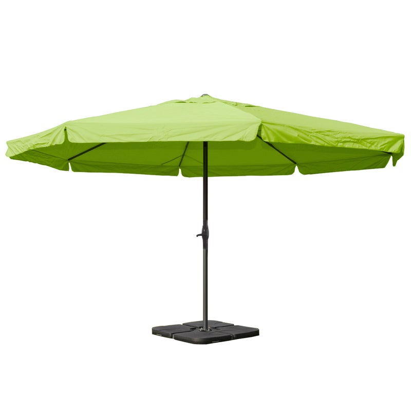 Parasol Meran Pro, parasol gastronomiczny z falbaną Ø 5m poliester/aluminium 28kg ~ zielony ze stojakiem