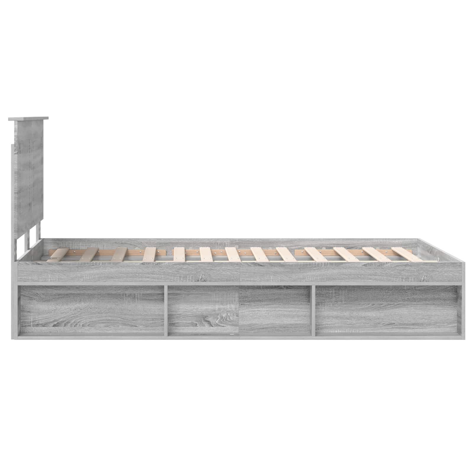Cadre de lit uni gris en bois de pin massif, 120 x 190 cm - 8