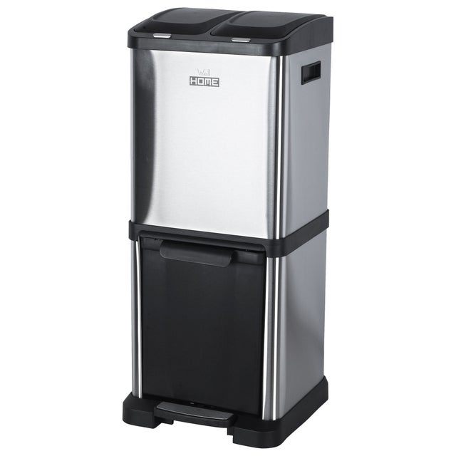 Poubelle De Recyclage 160L à 3 Compartiments – Tri Sélectif Facile Pour Cuisine, Jardin, Maison
