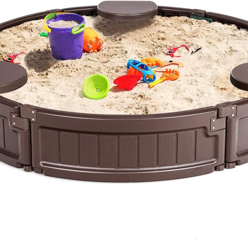 Piaskownica okrągła Ø 120 cm, piaskownica z wodoodporną pokrywą i podszewką podłogową, do użytku na zewnątrz, miejsce dla 3 dzieci