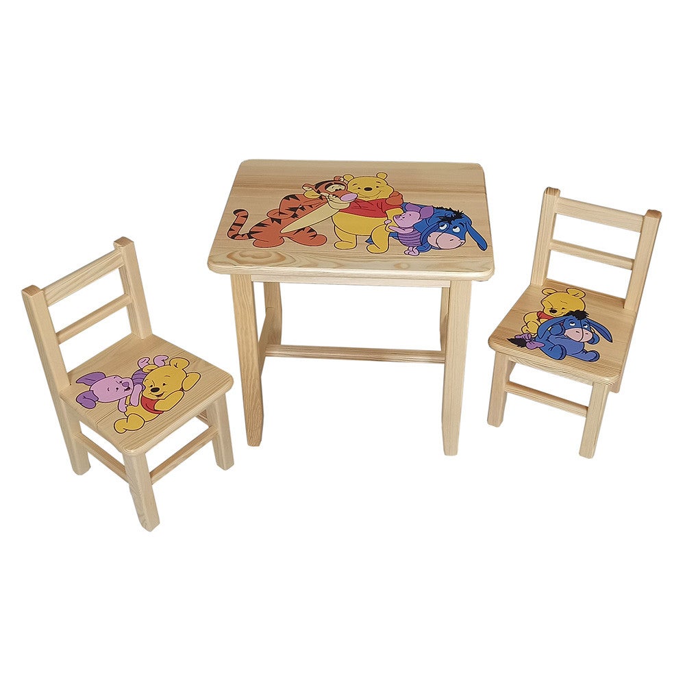 Set in legno tavolino con sedie per cameretta M2- POOH