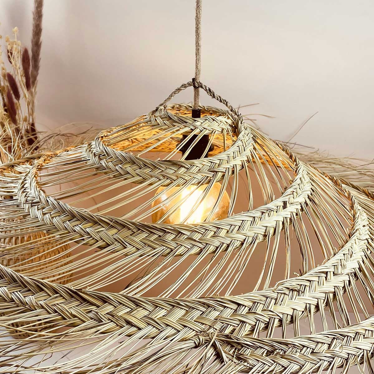 Lot De 3 Abat-jour En Corde De Jute Tressée Main - Suspensions écologiques Pour Lampe, Décoration Naturelle