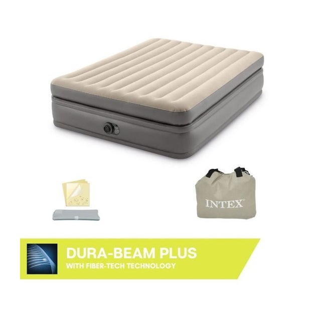 Intex 64164ND - Materasso Gonfiabile Dura-Beam Prime Comfort Matrimoniale con Pompa Elettrica Incorporata, 152x203x51 cm