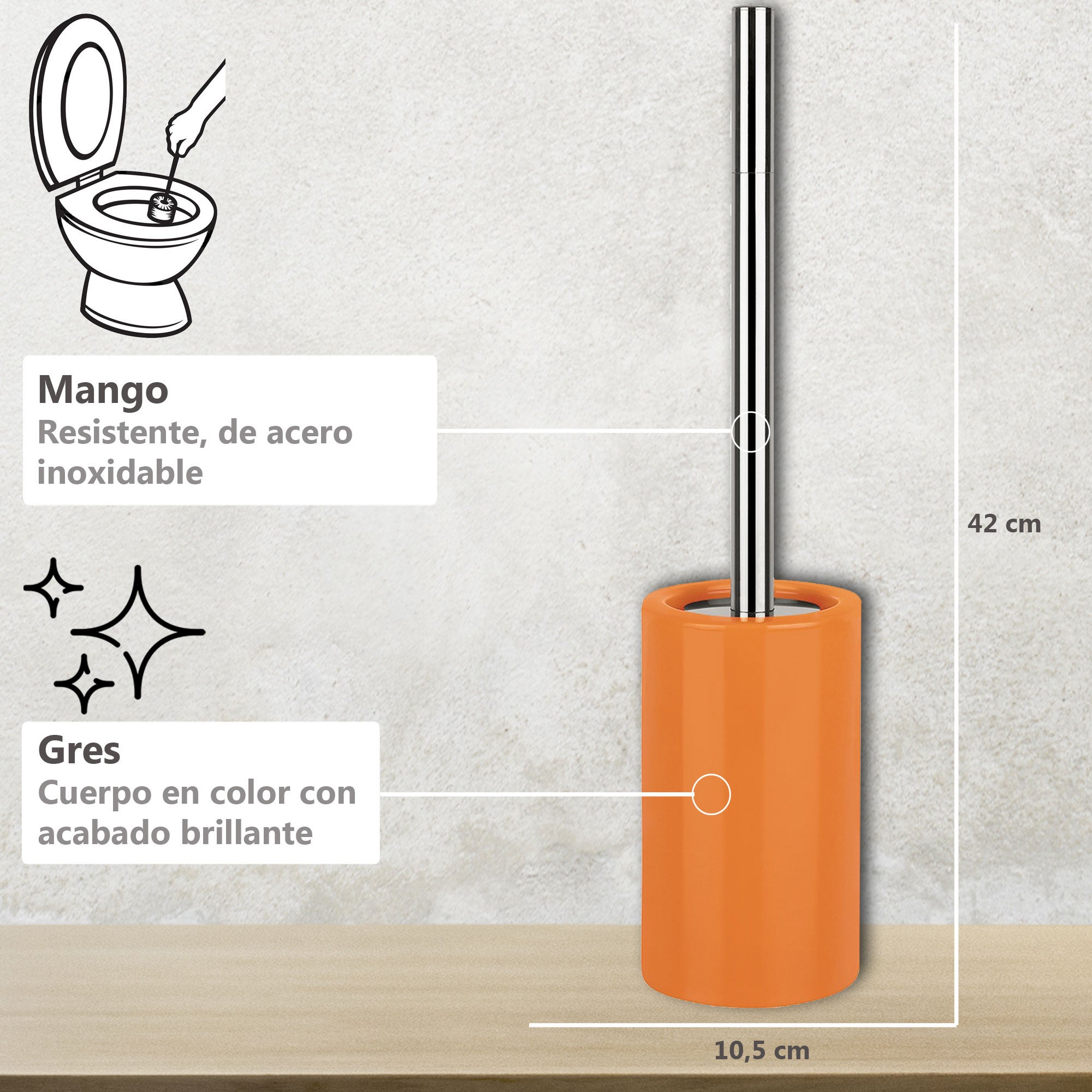 Brosse Wc avec support Céramique TUBE Orange Spirella - 6