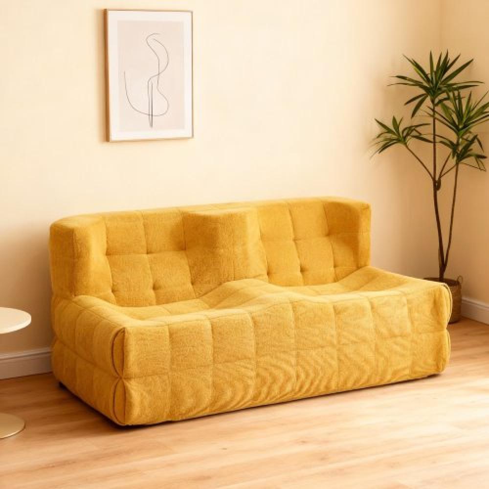 Olbrzymi żółty fotel-worek, nowoczesna, ergonomiczna sofa, wyjątkowe siedzisko do salonu, sypialni, biura