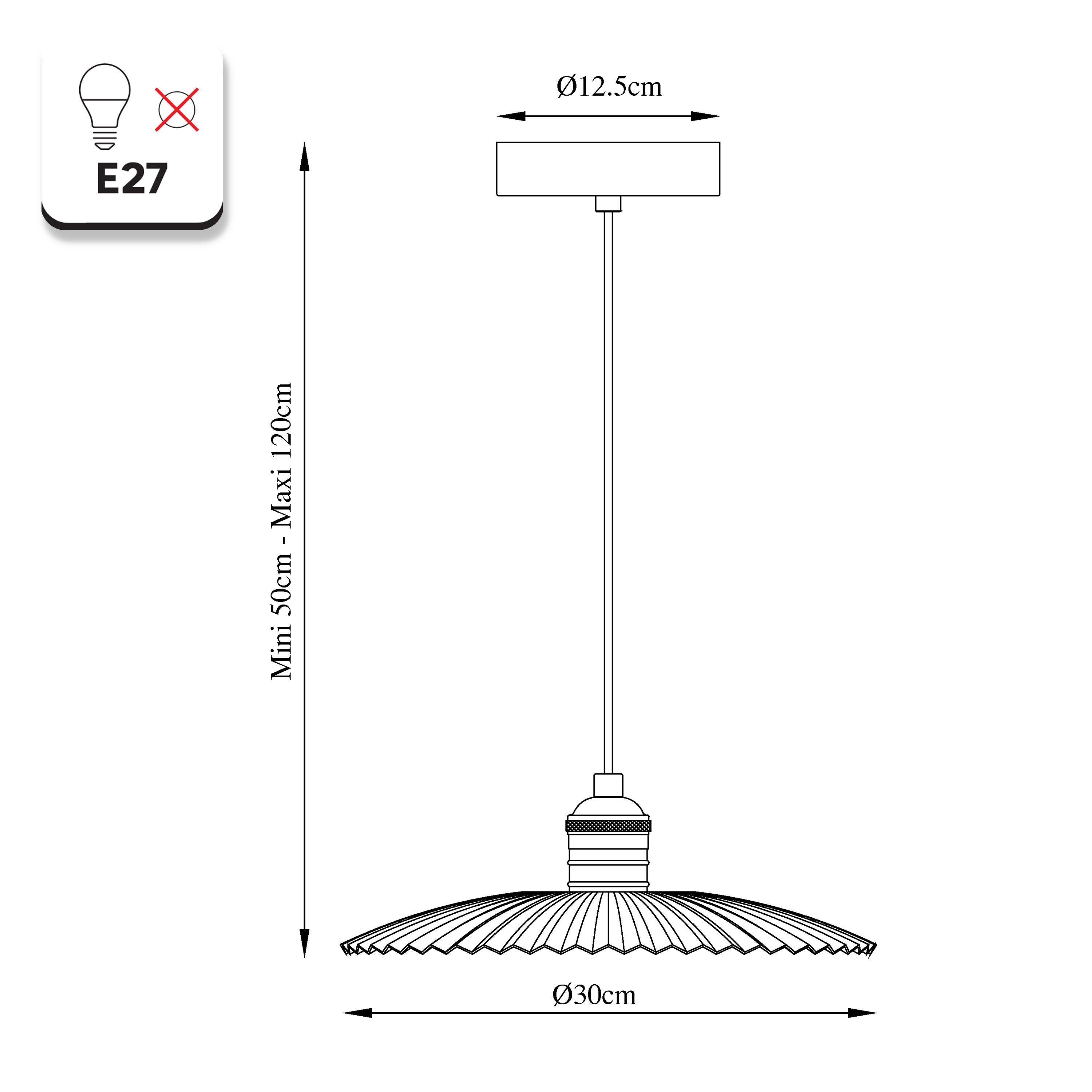 Candeeiro de teto suspenso em ferro azul KAPISI - 1 x E27 - 30 x 30 x 50/120 cm - IP20 - INSPIRE - 7