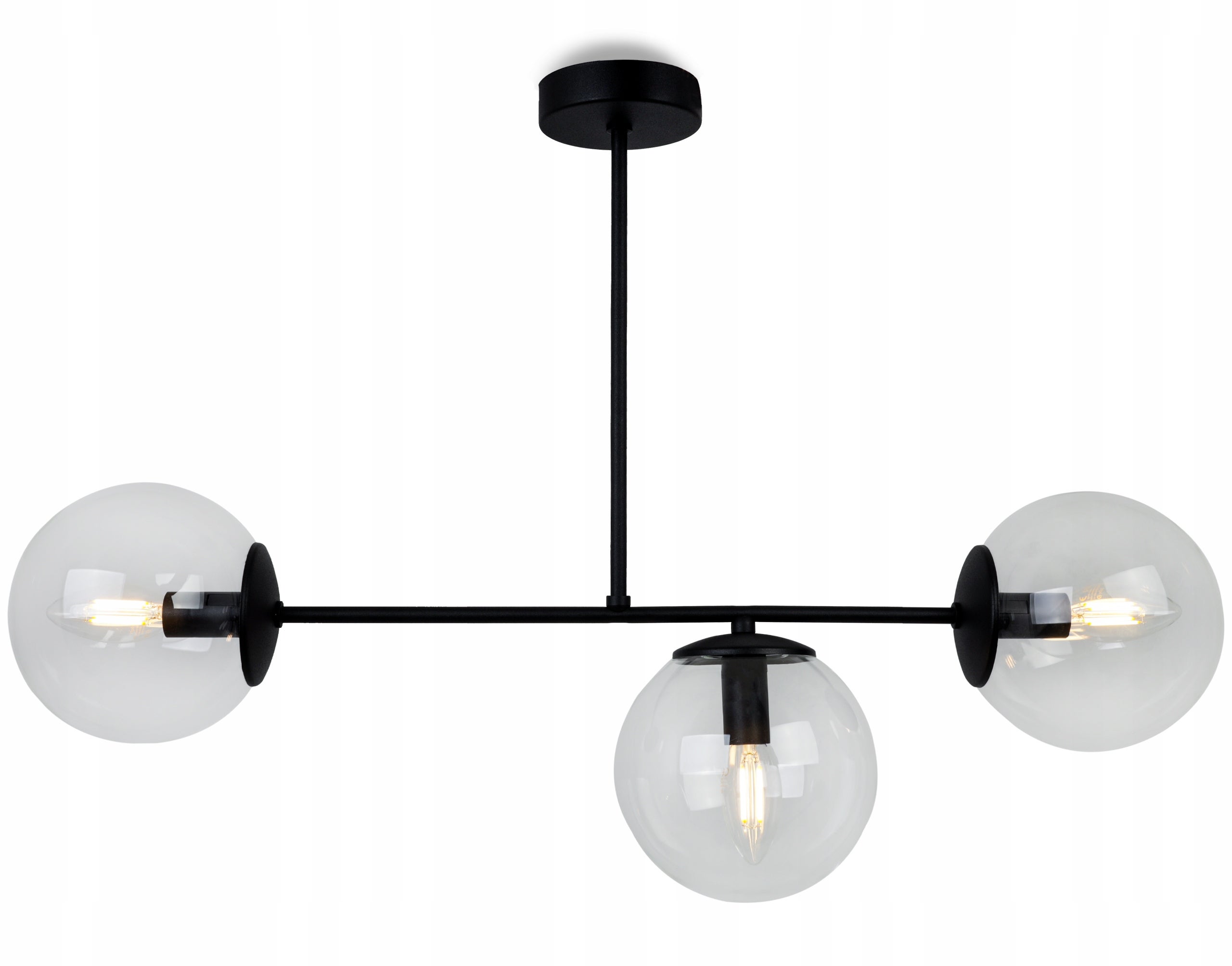 Lampa sufitowa wisząca Tuluza elegance 3xE27 abażur kule transparentne/czarne Light Home LH
