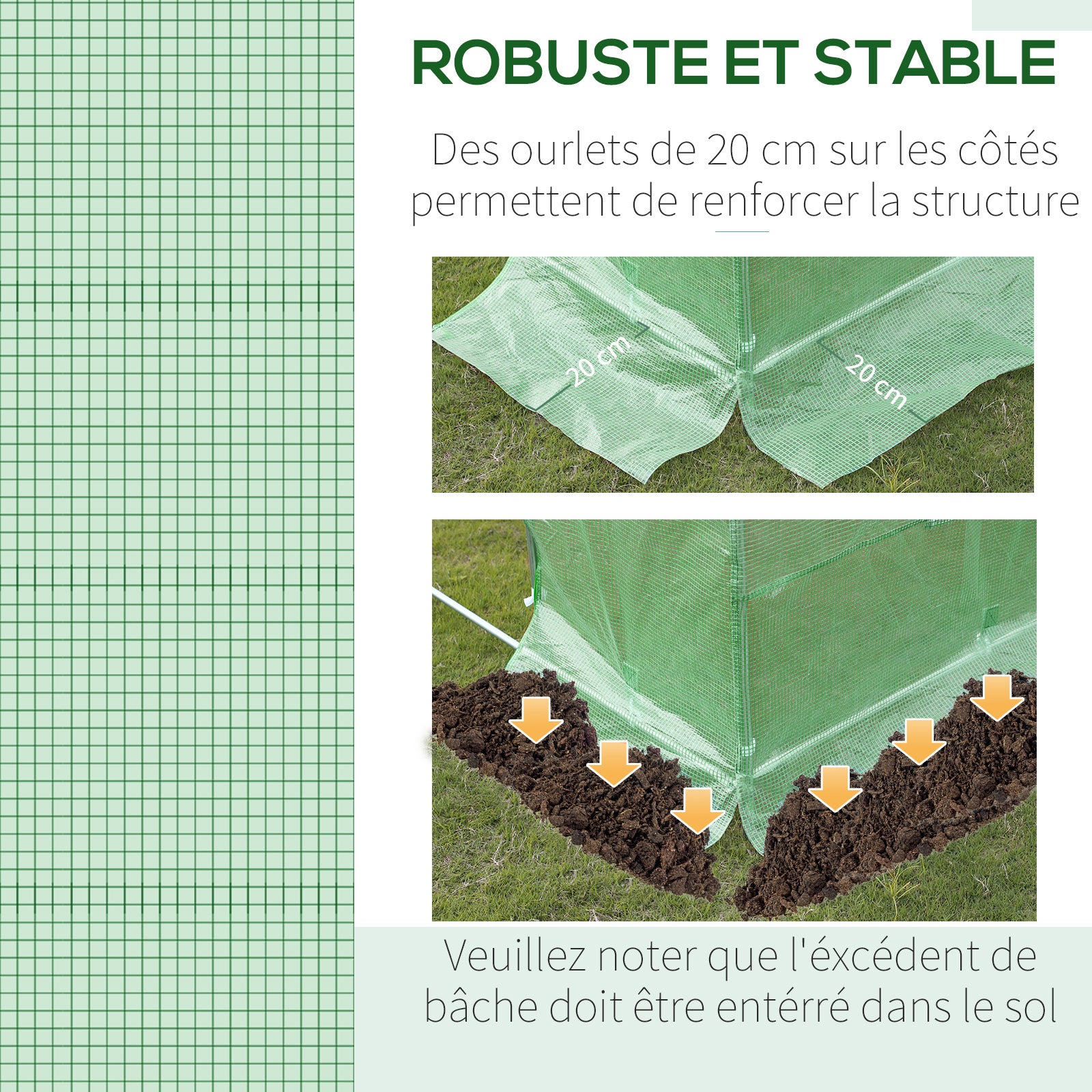 Bâche de Rechange Serre Tunnel 9 m², bâche 3 x 3 x 2 m PE Anti-UV imperméable 6 fenêtres + Porte Enroulable zippée foncé Vert - 7