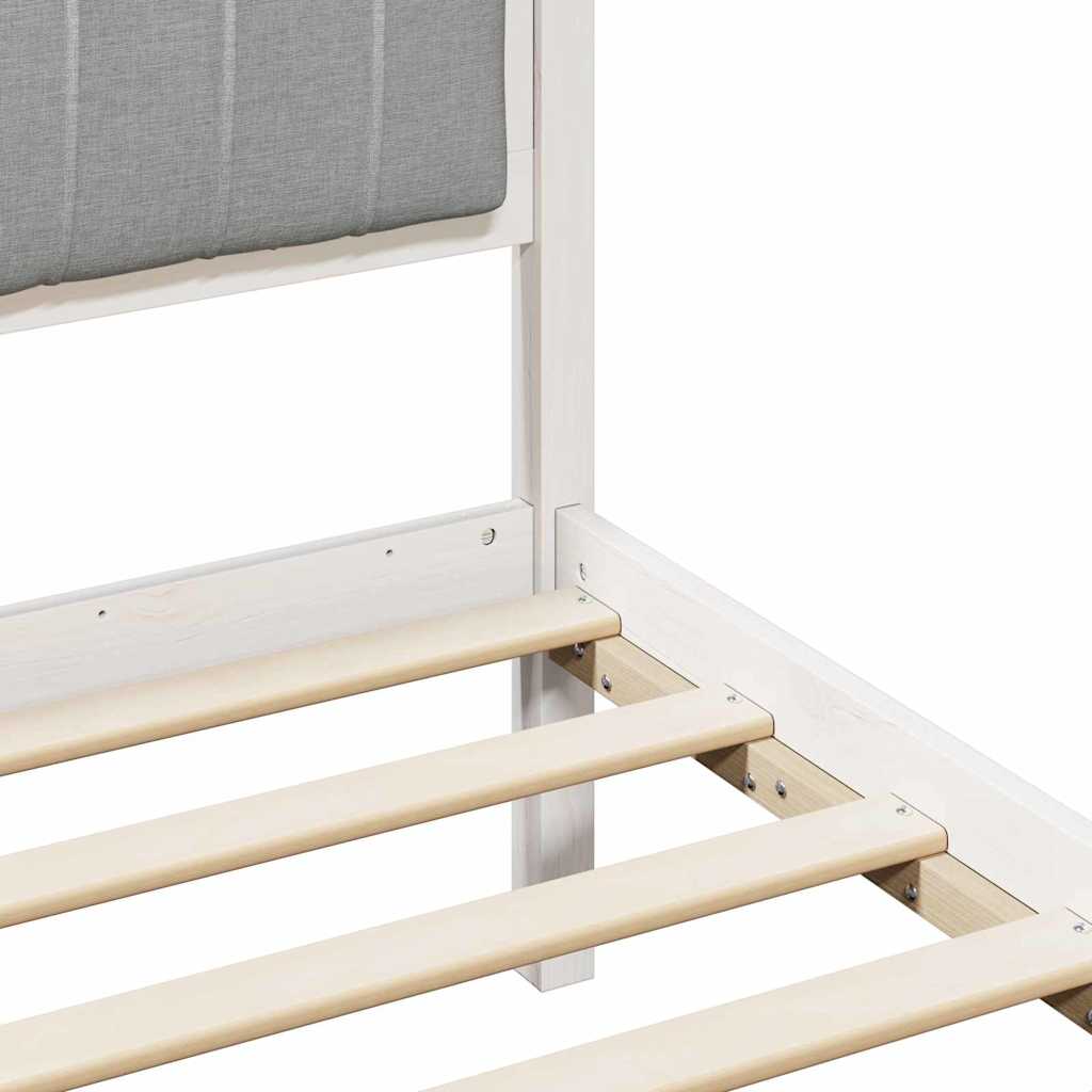 Cadre de lit en bois massif de pin blanc et gris clair pour la chambre, 75 × 190 cm - 8