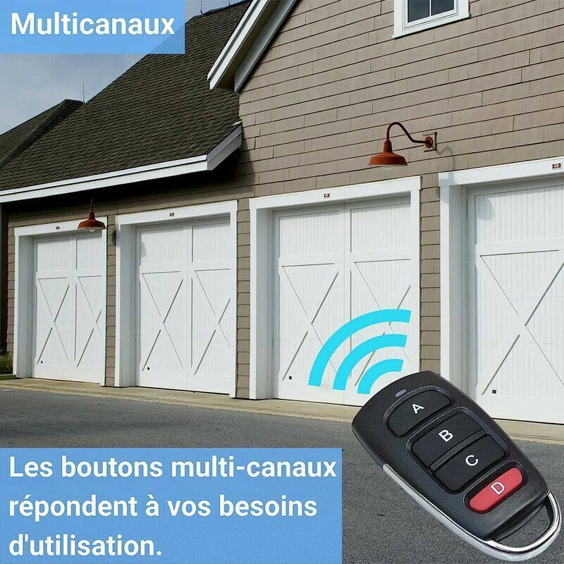 Télécommande universelle pour portail, 433,92 MHz, 4 boutons, copieur de code fixe, 1 unité - 3
