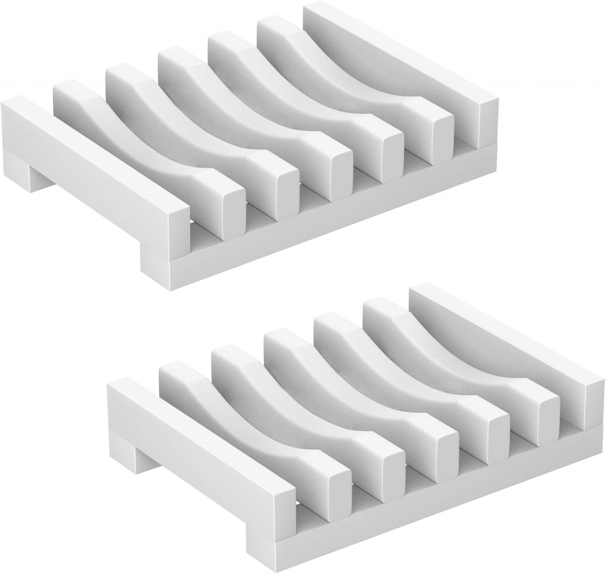 Dwuczęściowy zestaw mydelniczek z silikonowym uchwytem na mydło i ociekaczem do kuchni, łazienki i prysznica (biały)