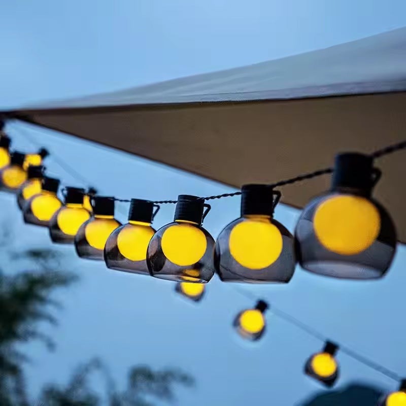 Zewnętrzna girlanda LED z możliwością łączenia szeregowego wodoodpornych żarówek z czarnym kloszem werandę ogrodu choinkę basen taras Boże Narodzenie