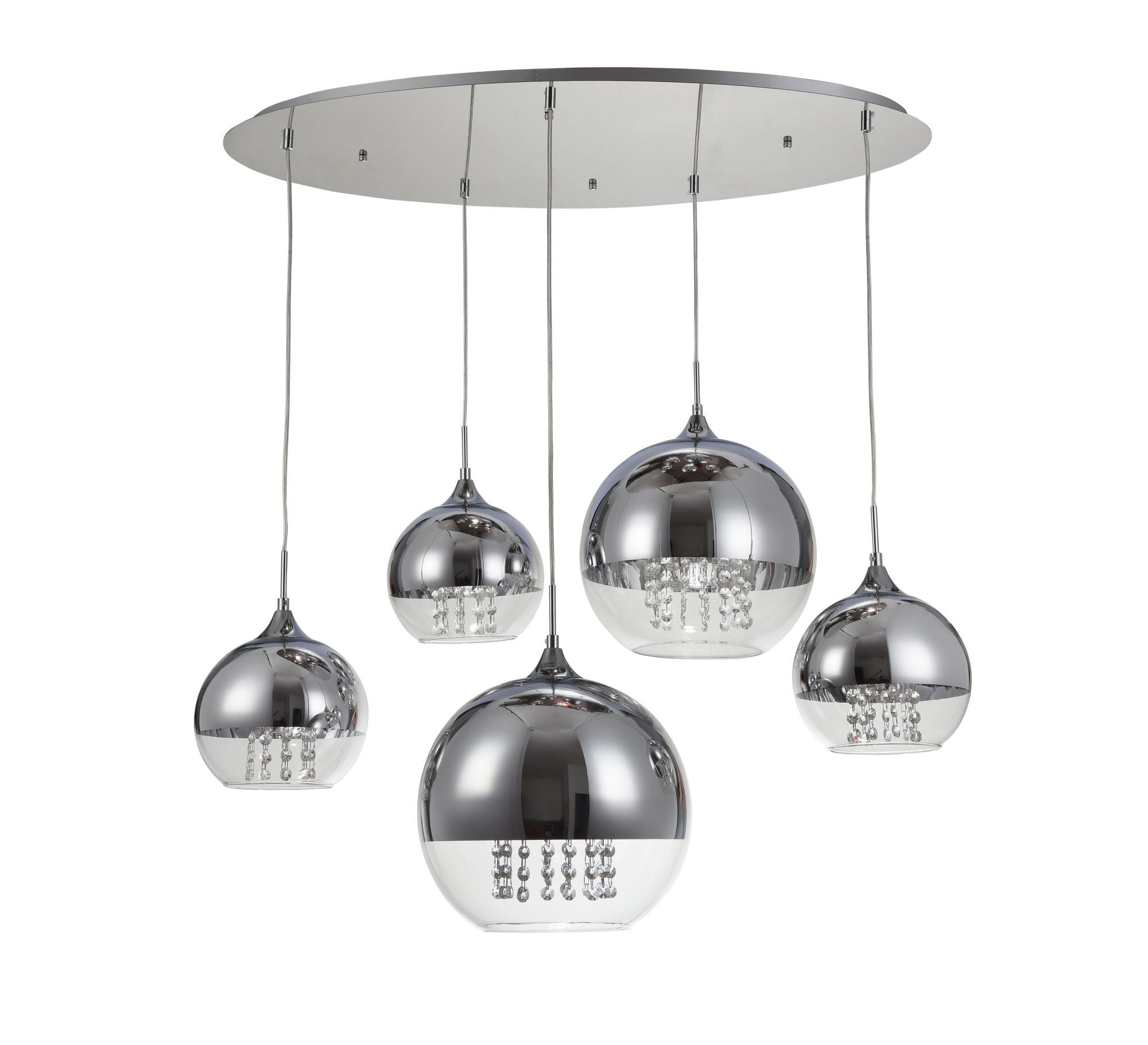 Lampa wisząca Fermi nikiel-transparentna 5xE27x60W kryształowy wym: 95 x 91 x 65 cm szkło Maytoni