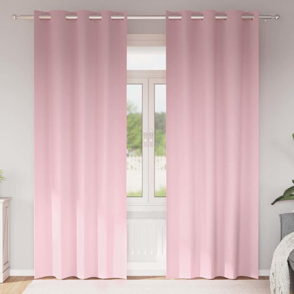 Firany blackout z kółkami 2 pcs Dziecięcy róż 260 x 140 cm vidaXL
