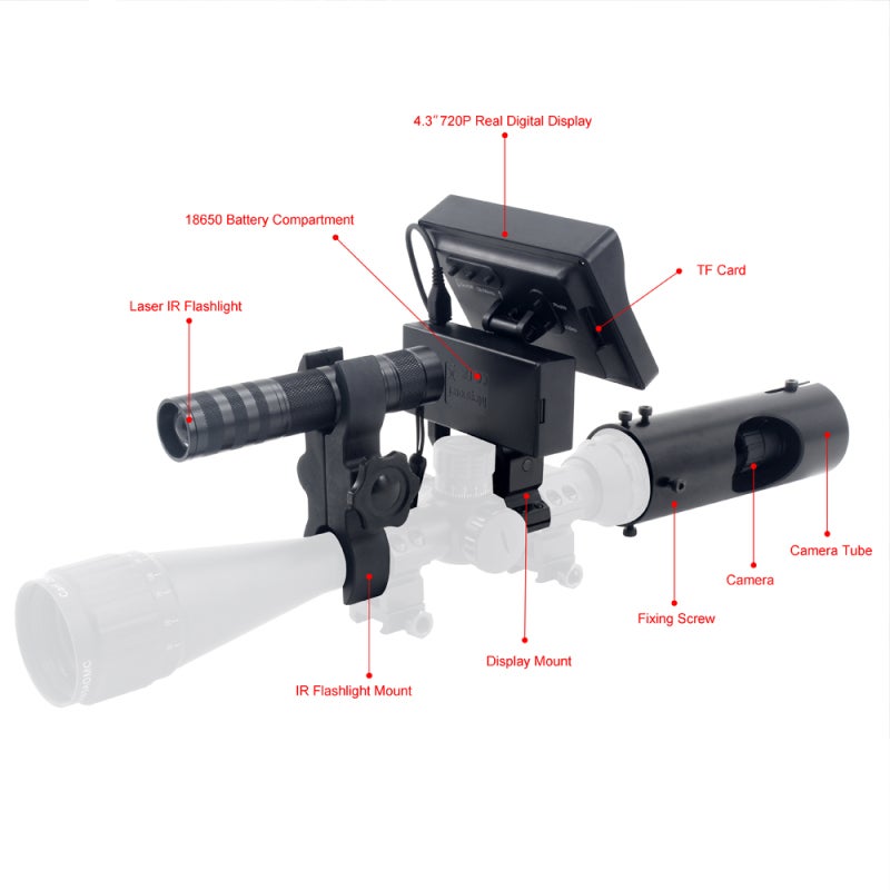 Appareil de vision nocturne HD 720p 3 MP avec enregistrement vidéo, infrarouge, lampe intégrée et fonction télescope pour extérieur - 4