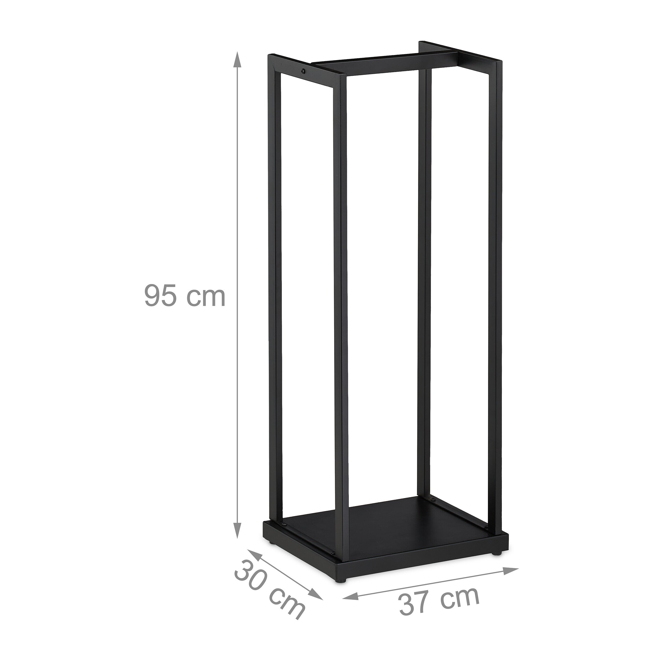 Rangement pour bois de cheminée, métal, support vertical, pour bûches, empilement, HxLxP : 95x37x30 cm, noir, Relaxdays - 4