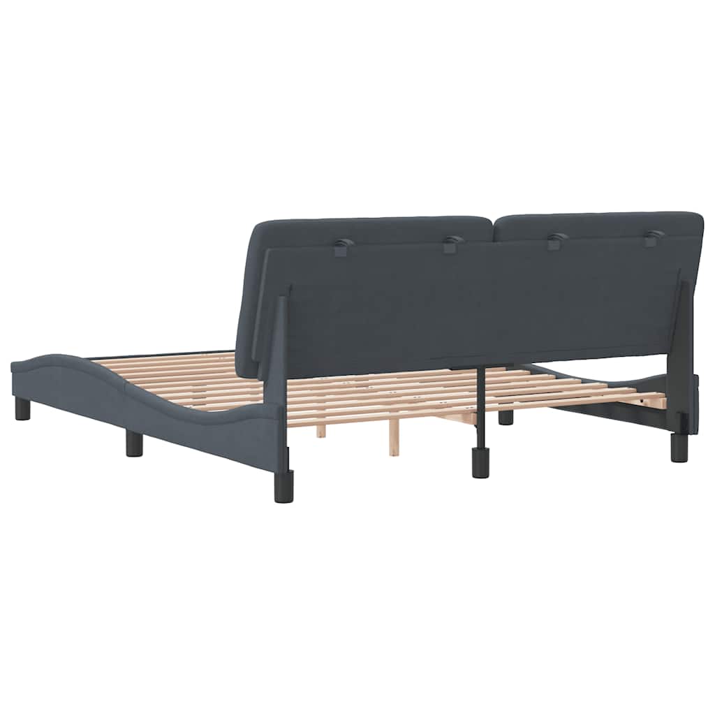 Cadre de lit sans matelas gris foncé 160 x 200 cm en velours - 7