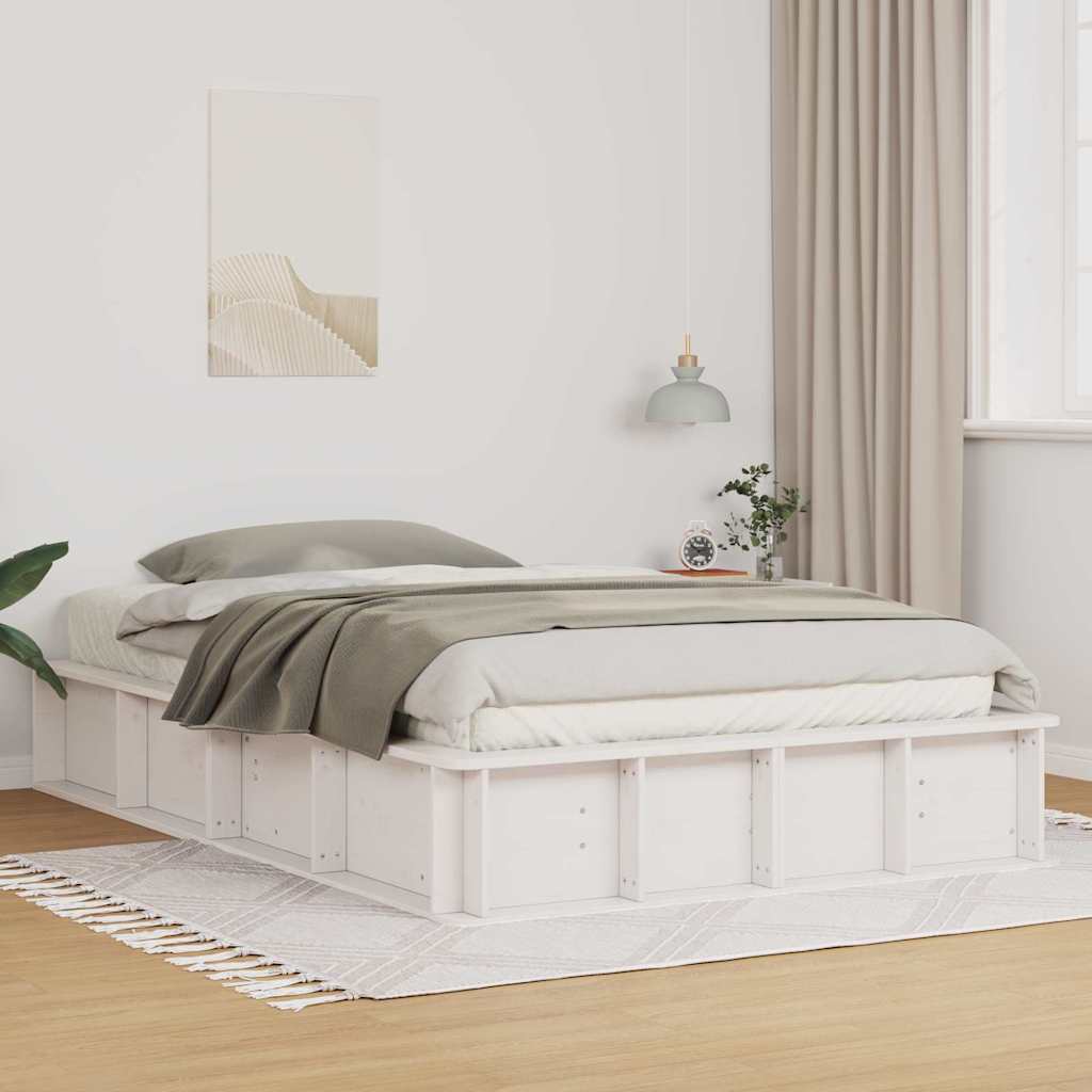 Ramka łóżka Biały 120 x 190 cm Lite drewno sosnowe vidaXL
