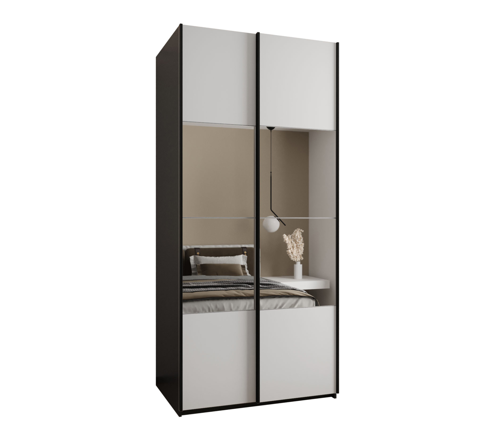 Szafa przesuwna wysoka Lux 4 120 x 64 x 245,5 cm czarny + biały + u. czarny - Abiks Meble