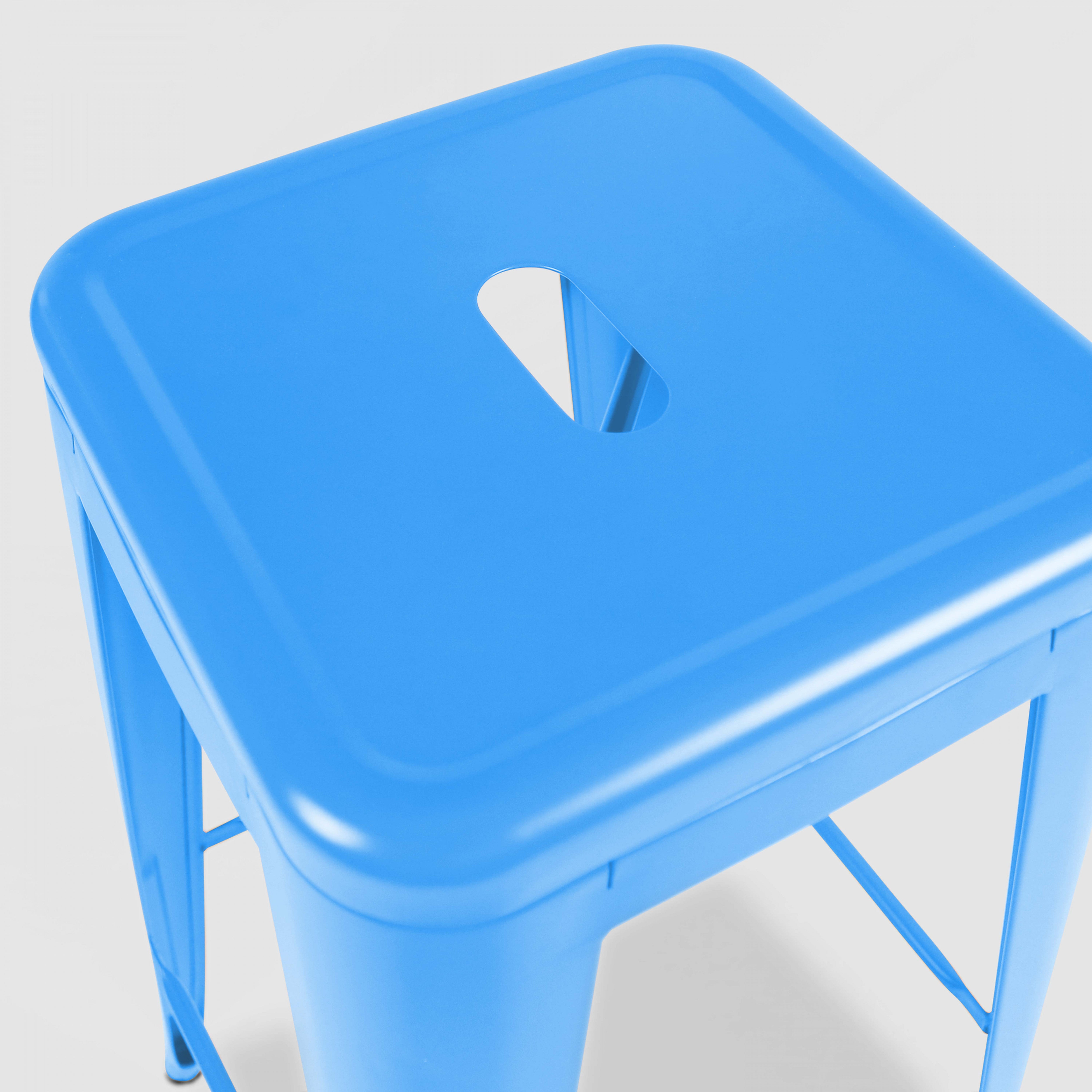 Lot de 4 tabourets de bar en acier bleu mat - 4